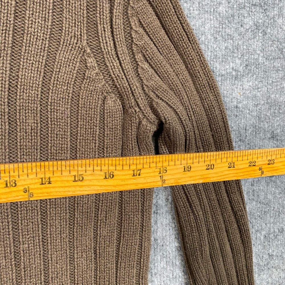 The Limited America Brown Ribbed Turtleneck Sweater Womens Small 100% Cotton USA - Picture 3 of 6